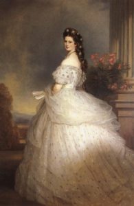 Retrato feito por Franz Xaver Winterhalter em 1865 de Sisi com diamantes nos cabelos.