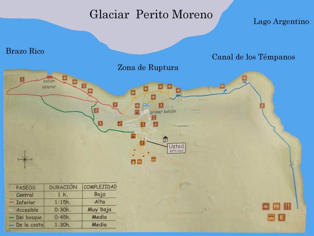 Mapa Passarelas Perito Moreno